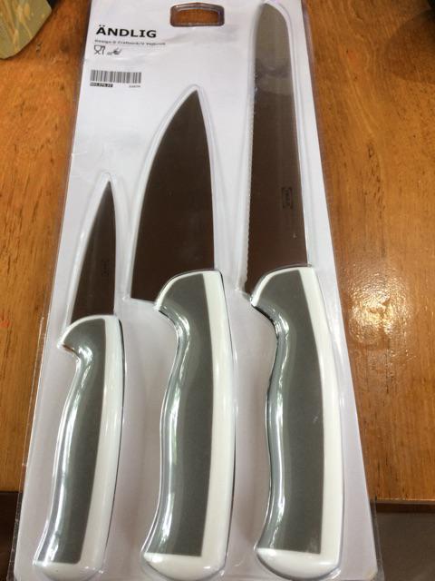 [912] Set Pisau Dapur 3 In 1 Stainless Steel - Pisau Roti, Pisau Koki, Pisau Iris