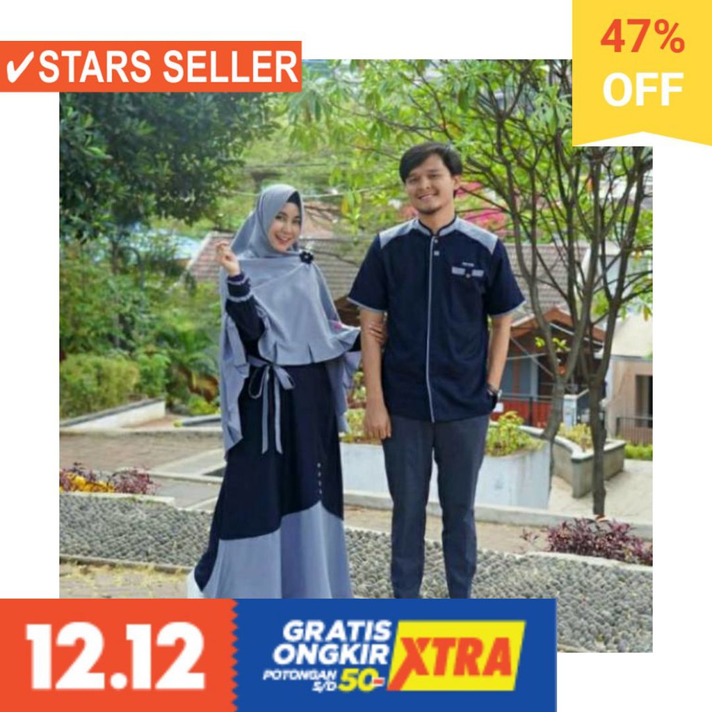 BAJU MUSLIM TERKINI TERBARU WANITA MURAH CEWE ASLI / Couple Muslim Nabil Nabila Set - Alwa Hijab