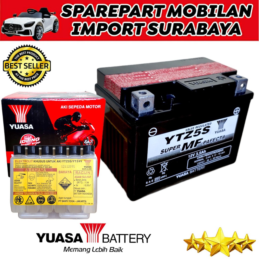 ASLI YUASA YTZ5S ORIGINAL AKI MOTOR BAWAAN PABRIK BEAT MIO VARIO ACCU HONDA YAMAHA SUZUKI MOTOBATT