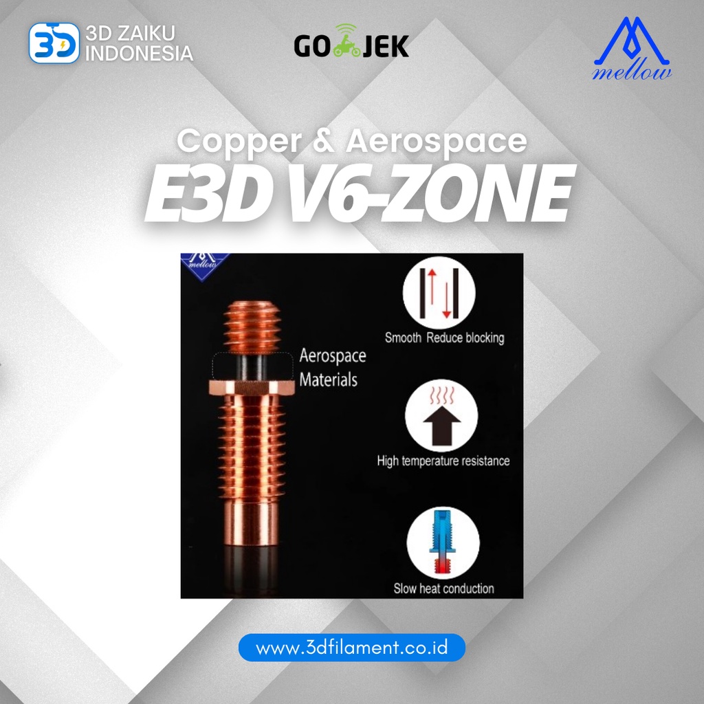 Original Mellow NF E3D V6-Zone Heat Break Copper &amp; Aerospace Material