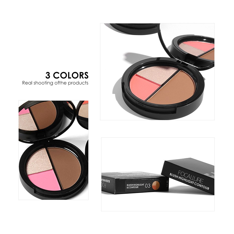 *RM* FOCALLURE Trio Blush Highlight &amp; Contour Muti-use Face cosmetic Palette / FOCALLURE HIGHLIGHTER  CONTOUR 3IN1