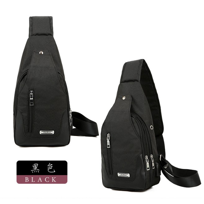 B289 Tas Selempang Slempang Pria Sling Bag Tas Kanvas Colokan USB