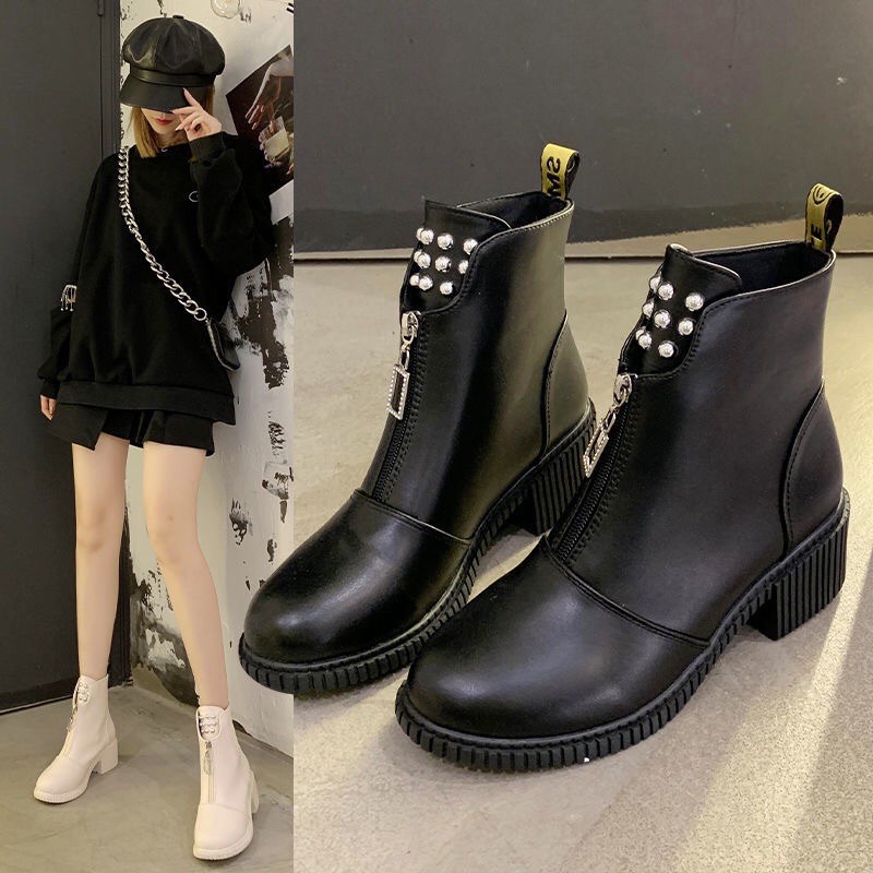 BT05 SEPATU BOOTS IMPORT WANITA KOREA SIZE 40 AKSEN MUTIARA VELVET BRITISH INGGRIS ORIGINAL