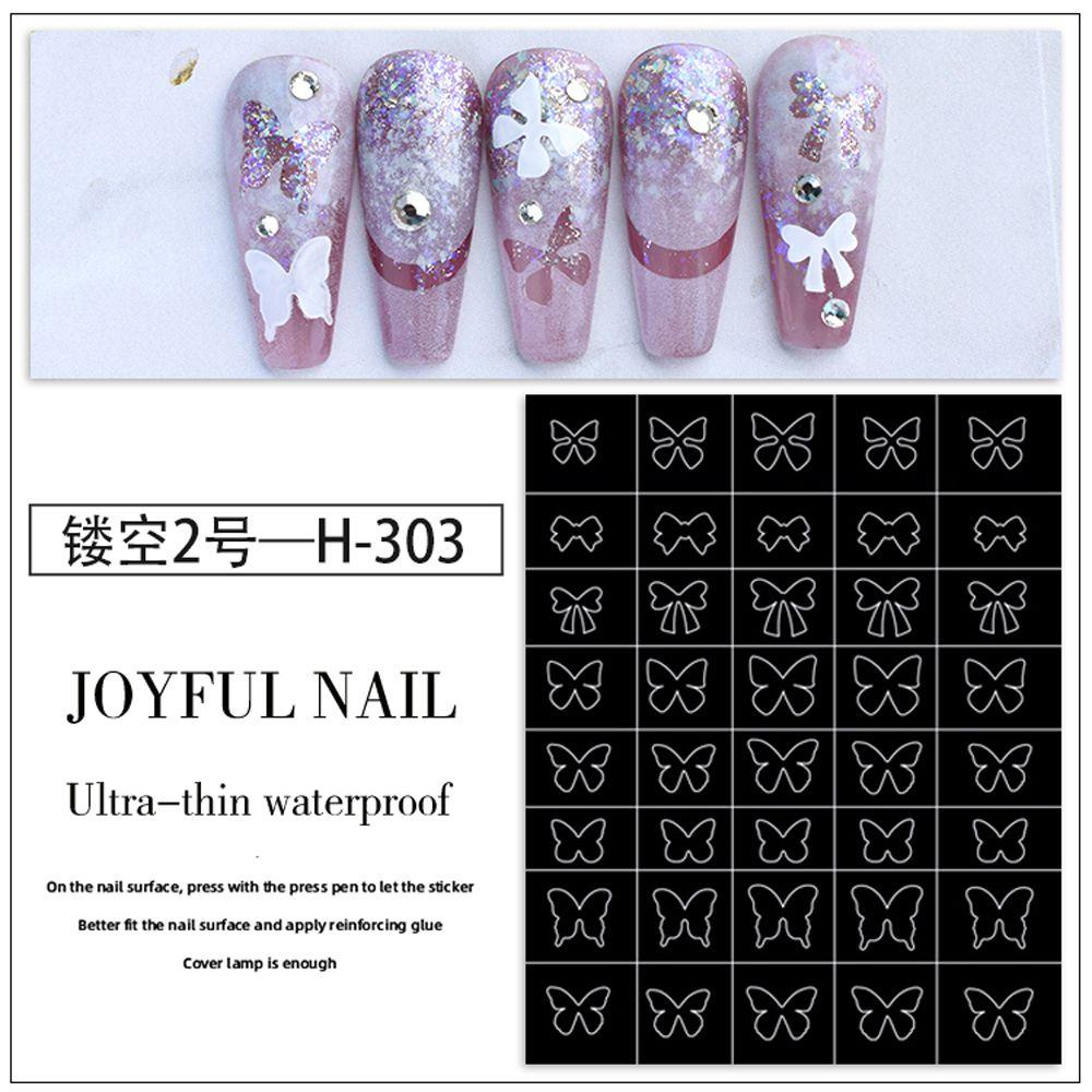 Nickolas1 Nail Art Airbrush Stensil Fashion Busur Kupu-Kupu Dekorasi Manicure Aksesoris Salon Supply DIY Desain Nail Art Template