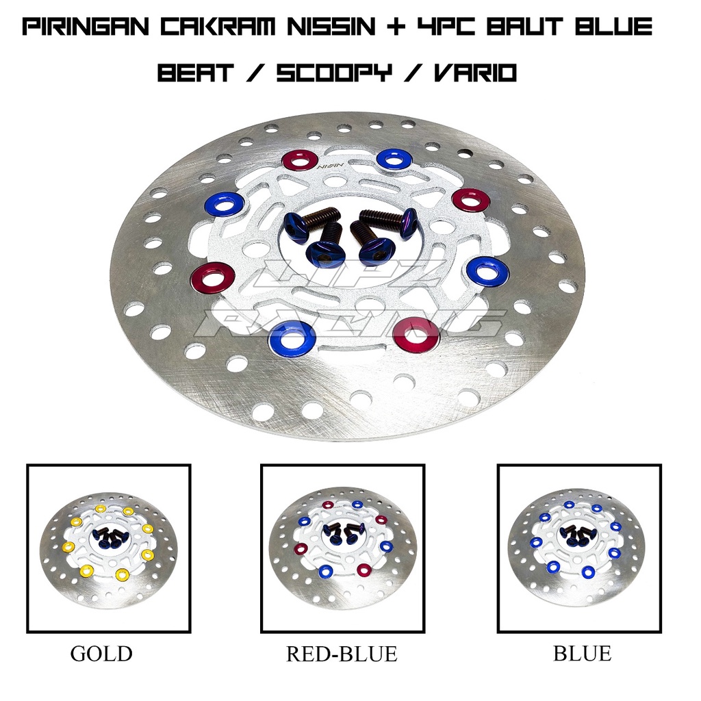 PIRINGAN CAKRAM NISSIN+4PC BAUT BLUE