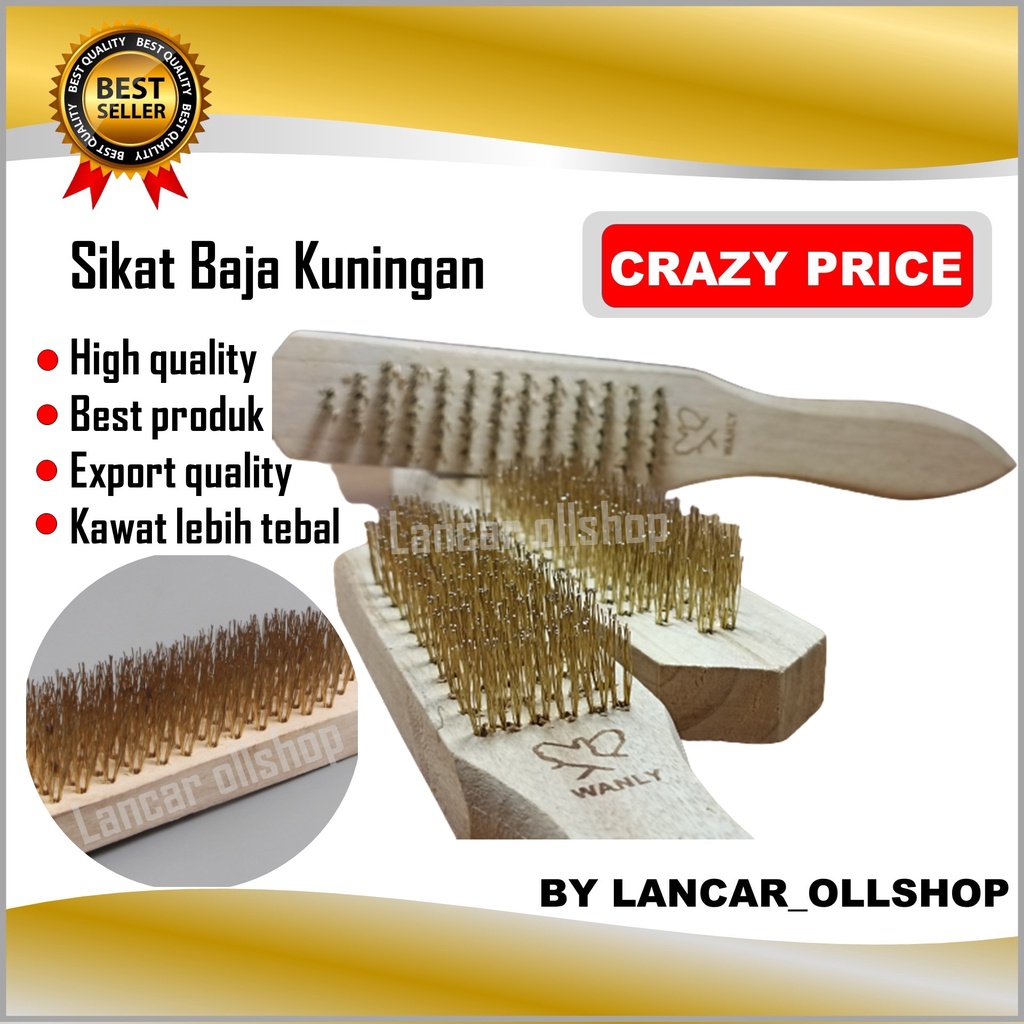 Sikat Kawat Baja Kuningan Gagang Kayu Pegangan Plastik PVC Pembersih Karat Waja Brush Steel Wire 106