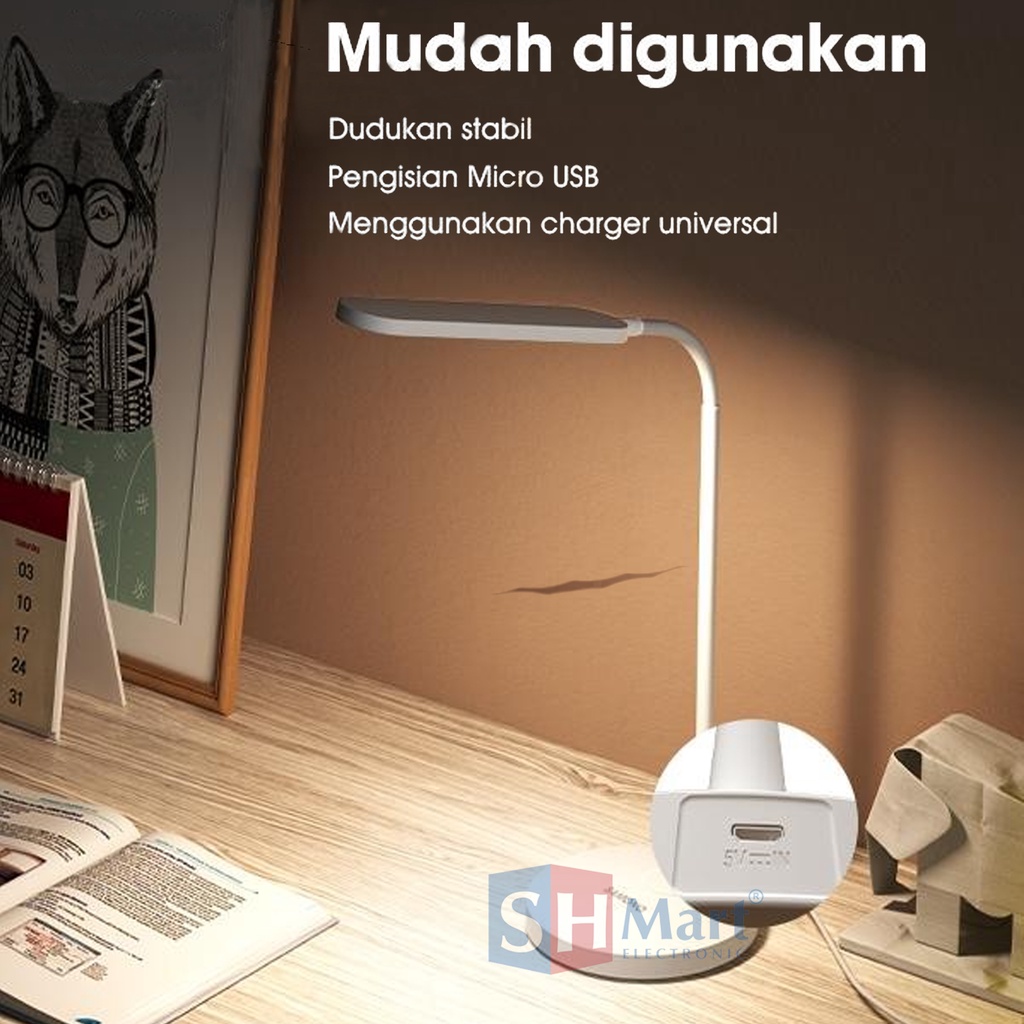 SAMONO LAMPU MEJA LED 3 TINGKAT LEHER FLEKSIBEL PUTIH SW-DL10