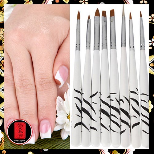 Brush Kutek Kuku Zebra Nail Art 8 PCS - White