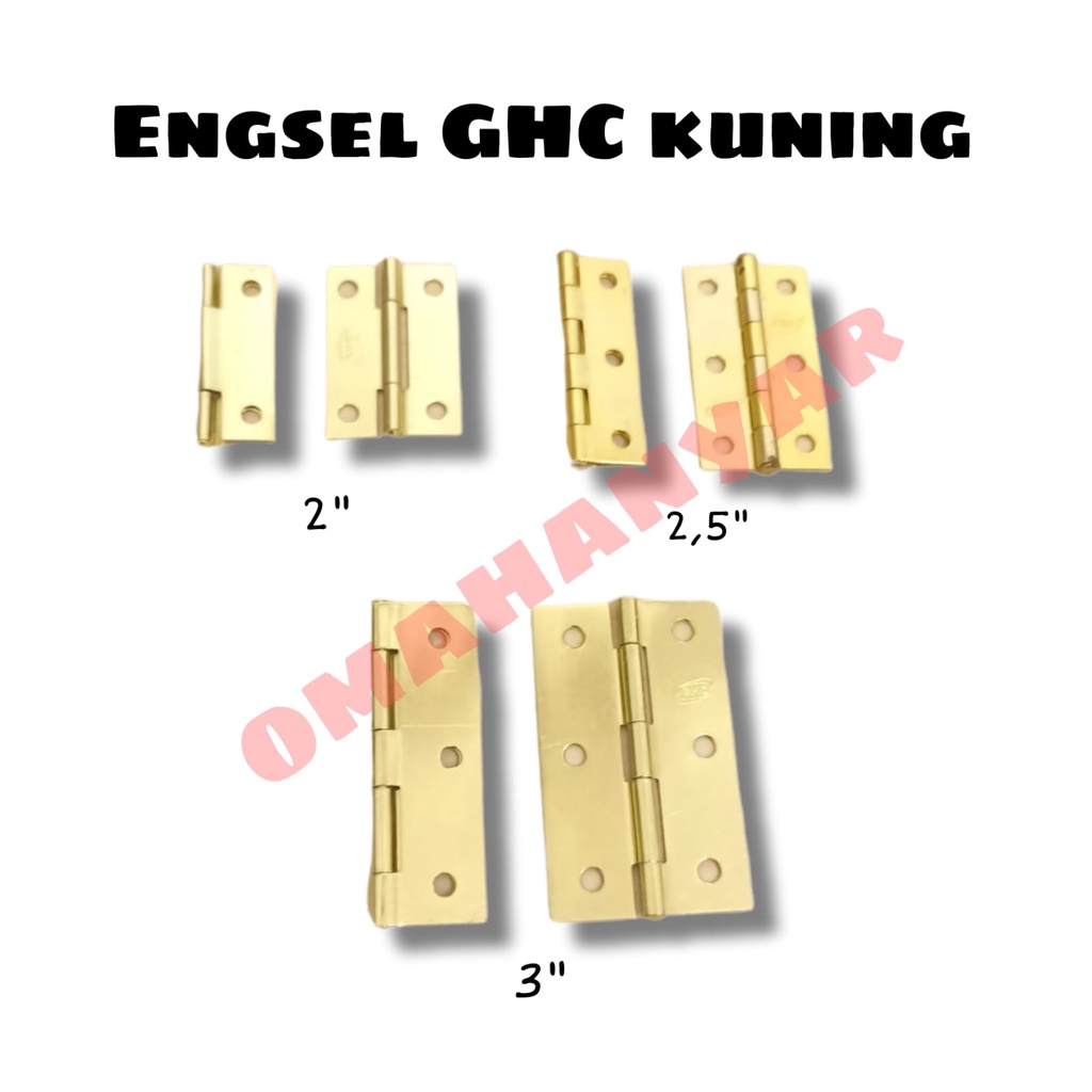 Engsel Lemari Tipis Kuning 2&quot;,2,5&quot;,3&quot; GP Gold Plate merk YSK GHC