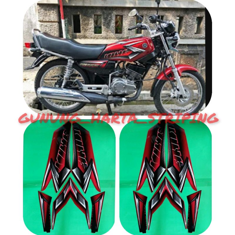 Striping Stiker Lis Les Body Motor Full Set Yamaha RX-KING 2008 Motif Standar Original Warna Merah K