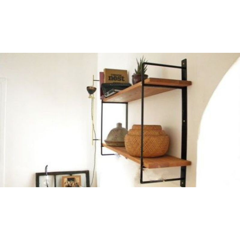 Rak Ambalan Kayu dan Besi Vintage rak Make Up tatakan kayu RAK Bumbu Dapur Serbaguna dekorasi rumah