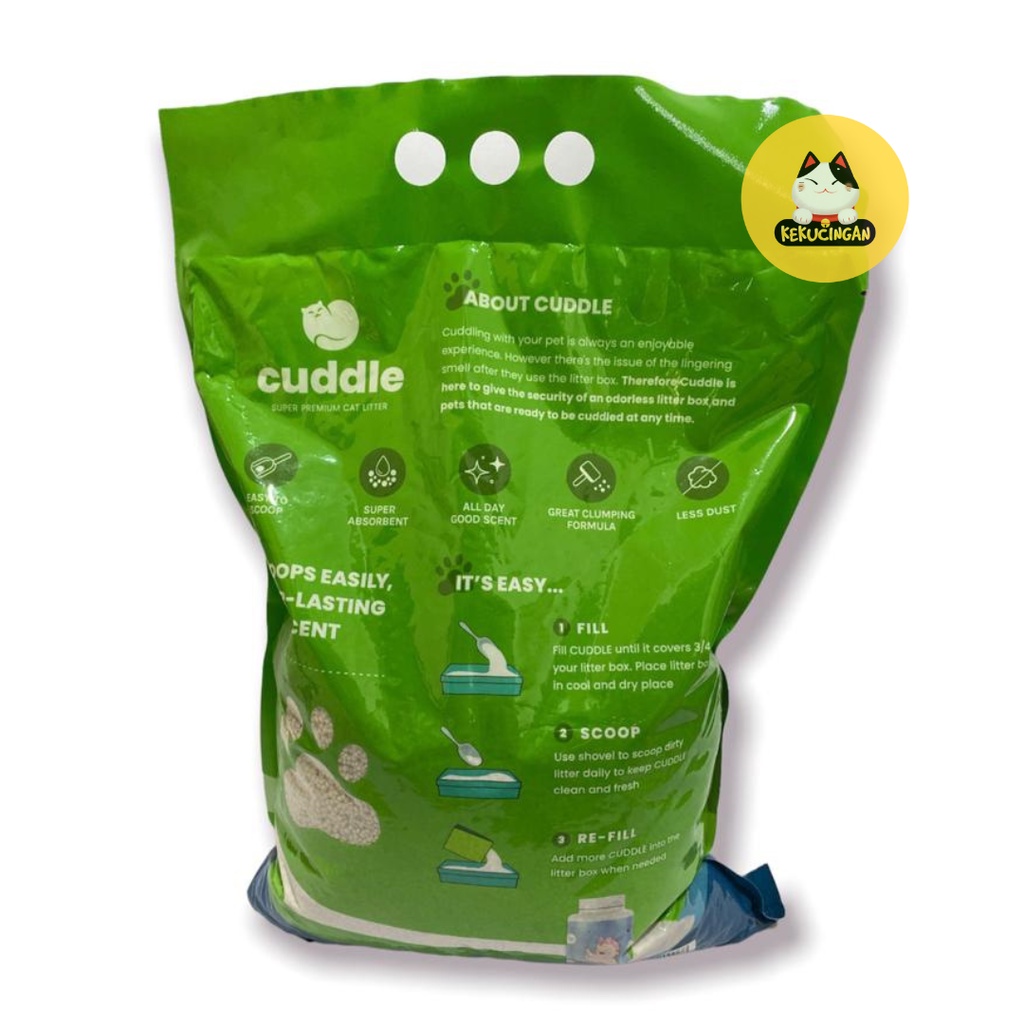 Pasir Kucing CUDDLE Pasir Gumpal Wangi Bentonite Cat Litter 5L