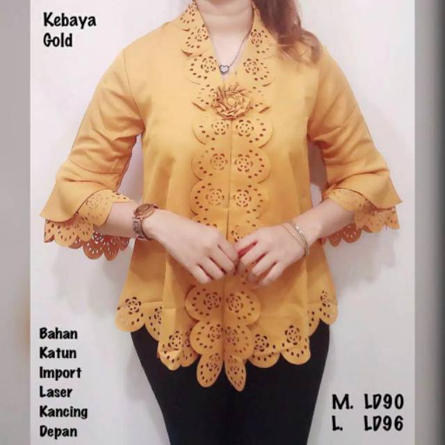 Kebaya Encim Modern Laser Katun FB Terompet tangan panjang