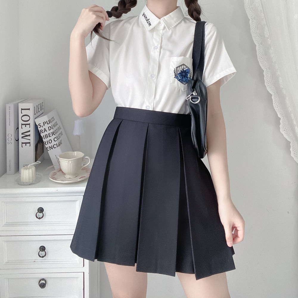 Japan Mini Skirt Pleated Plain Rok Pendek Polos Model Lipat  2692 (S-XL)