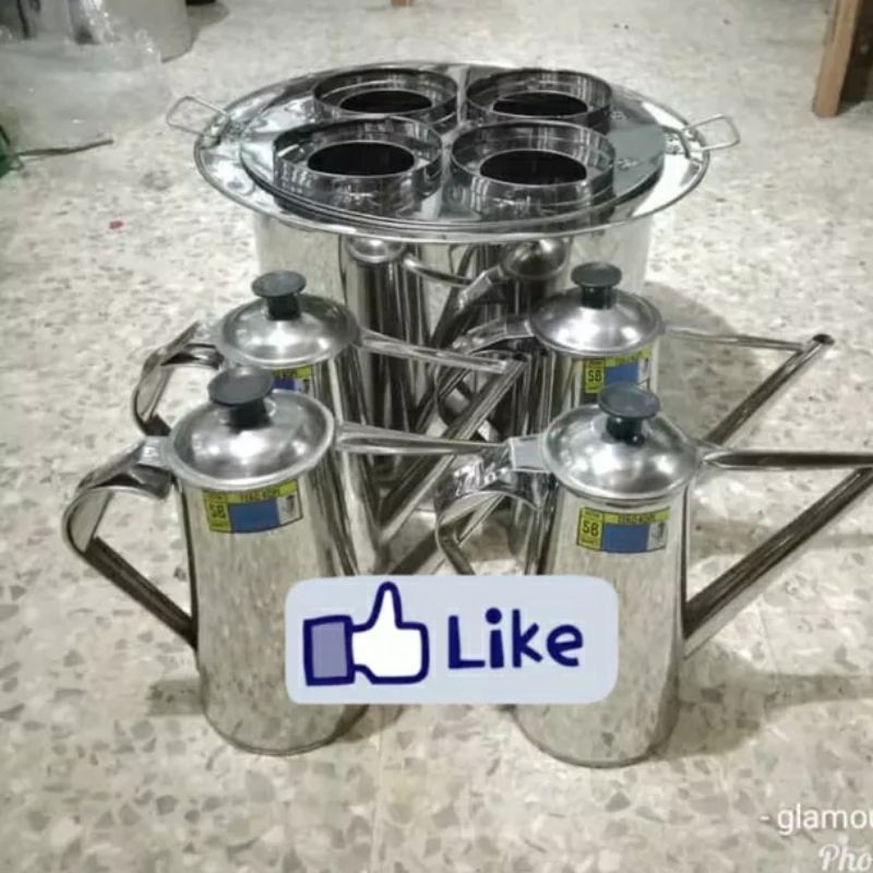 

dandang uap 4 lubang 1 set teko 24 4pcs + mug 9 cm 4pcs & centong air