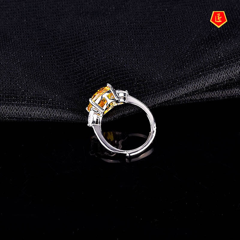 [Ready Stock]925 Silver Lucky Natural Citrine Open Ring