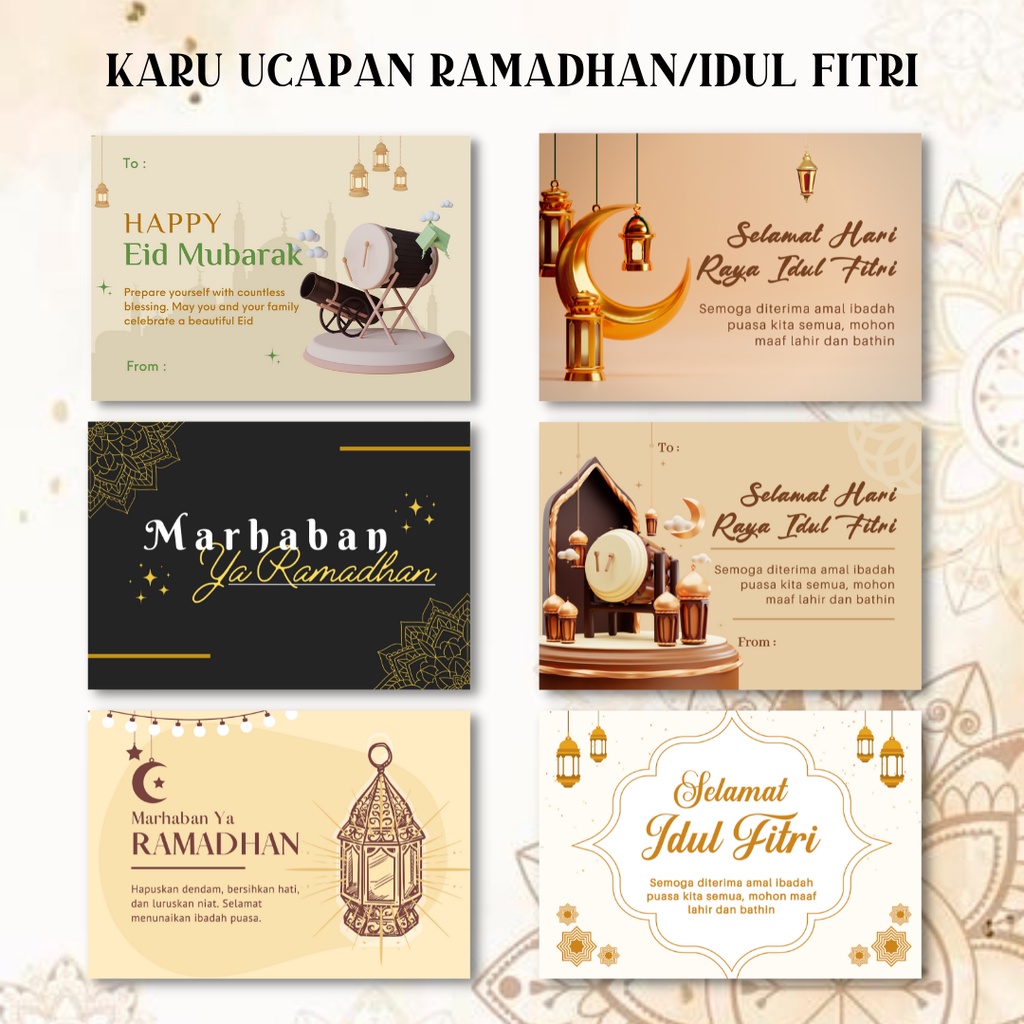 Jual Isi Pcs Kartu Ucapan Idul Fitri Ramadhan Kartu Ucapan