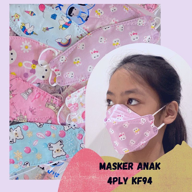 Masker korea anak KF94 / KN94 4ply motif karakter earloop
