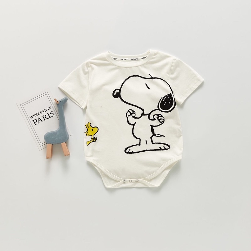 TT AN095 Romper Snoopy Lengan Pendek Putih