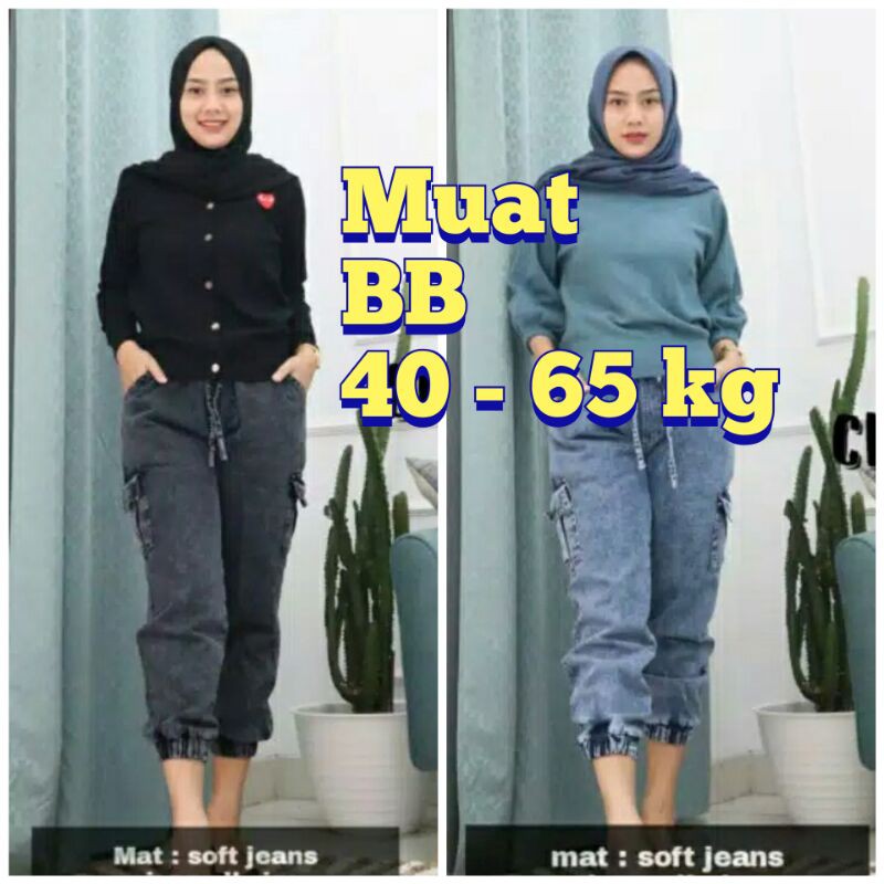 LC - CELANA JOGER CARGO JEANS / CARGO JEANS WANITA / JOGER NEW JUMBO MUAT BB 40 - 65 KG BEST QUALITY