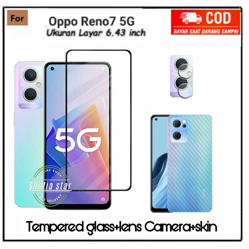 3IN1 TEMPERED GLASS RENO 7 5G 7Z 5G 7 4G 8 4G TG LAYAR ANTIGORES KACA FULL COVER