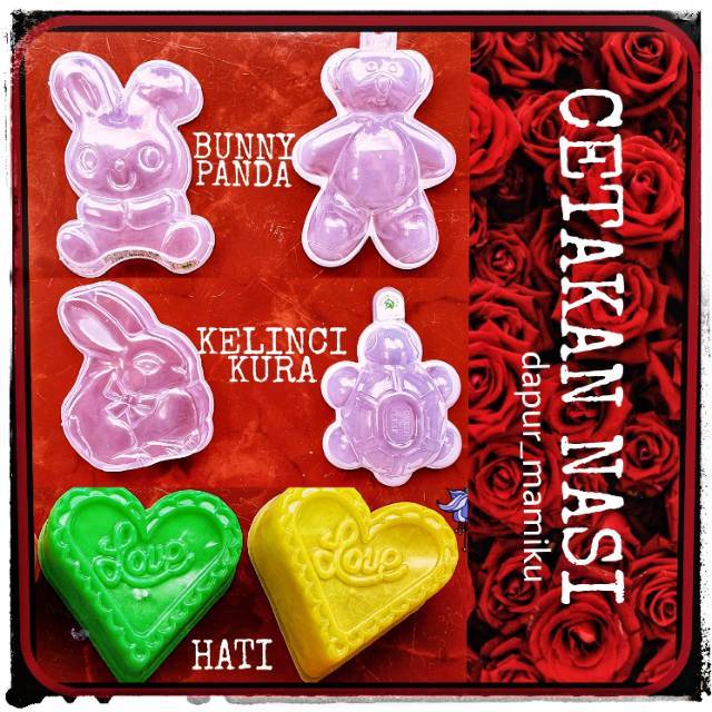DAPURMAMI Cetakan Jelly Puding Cake Nasi Bento Bentuk Bunny Panda Kura Kelinci Hati