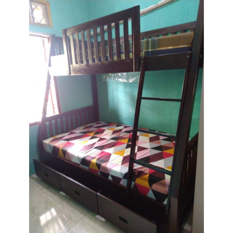 Ranjang susun tingkat jati 90x120x200 include kasur