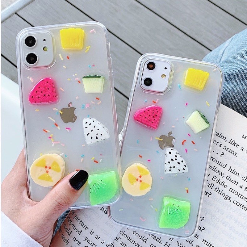 3D Fruit Case iPhone Oppo Vivo Xiaomi Samsung Realme A11 M11 A31 A21s Redmi 9 Reno 4 Realme C11 C15