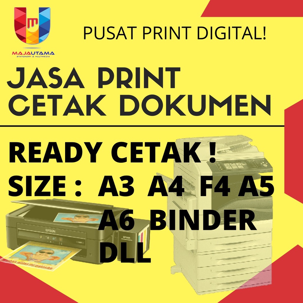 

JASA PRINT/CETAK DOKUMEN ONLINE HITAM PUTIH & WARNA (A4,F4,B5,DLL)