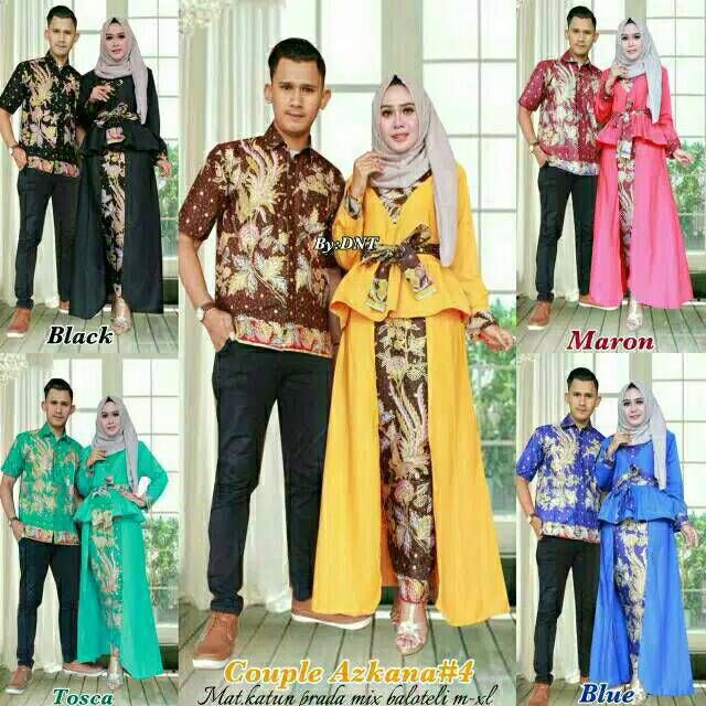 Batik Couple azkana 4 batik murah kebaya modern long dress long blouse revalina Couple