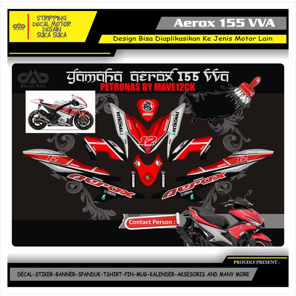 STICKER DECAL MOTOR STIKER STRIPING AEROX 155 PETRONAS MERAH