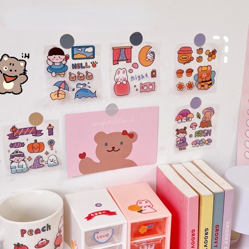 READY STOCK BISA COD 1 - 5 LEMBAR STIKER LUCU TANPA KOTAK BOTOL MINUM VIRAL TANPA BOX DEKORASI JURNAL BUKU CATATAN DIARY SCRAPBOOK ORGANIZER AESTHETIC FANCY KAWAII KIYOWO GAYA KOREA JEPANG PVC PET KARAKTER KARTUN ANAK PEREMPUAN HEWAN IMUT ANTI AIR KELINCI