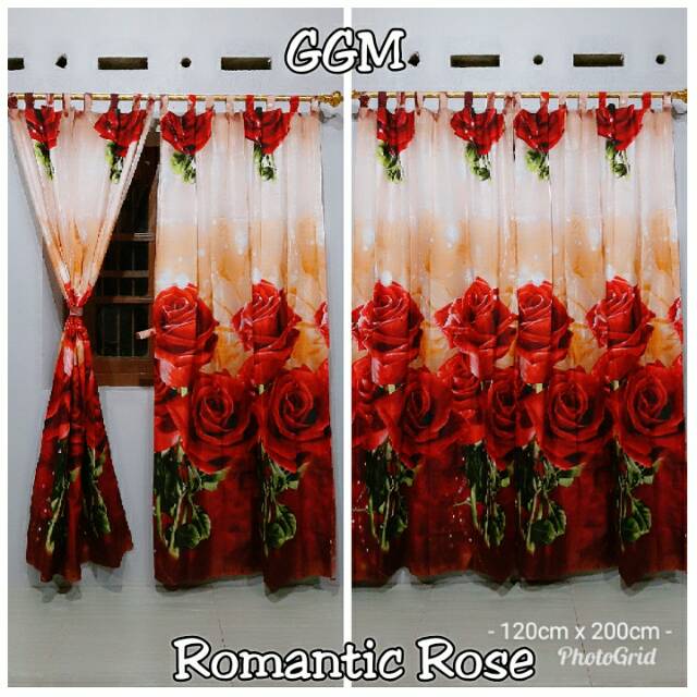 Grosir gorden/korden/horden pintu/jendela murah Romantic Rose uk 120x200cm