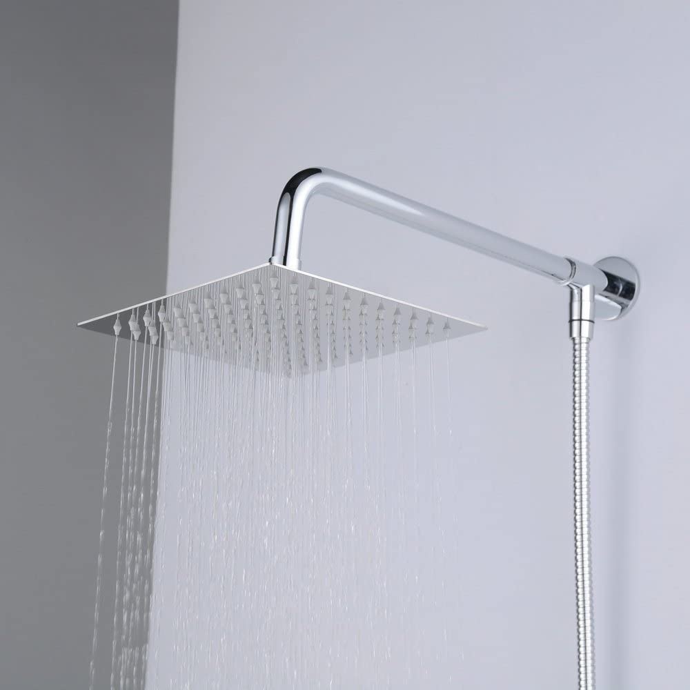 Wall Shower Rainfall 8 inch Stainless Satu Set  / Wall Shower Tanpa Bobok Gratis Kran Cabang / Shower Kencang Tanpang Pompa