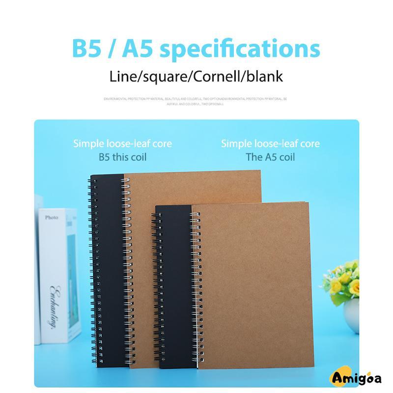 A5 Kraft Paper Coil Book Simple Student Notebook Meeting Notepad Buku Akuntansi Portabel - AG2