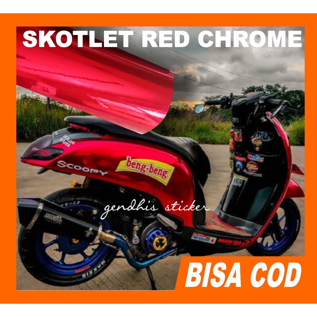 Stiker Skotlet Merah Chrome / Chrome Merah Lentur