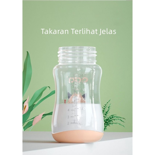 Botol Susu Bayi Wide Neck Botol Minum Anak 2 IN 1 Dot+Straw PP Anti Kolik BPA Free 240ml 300ml BB02