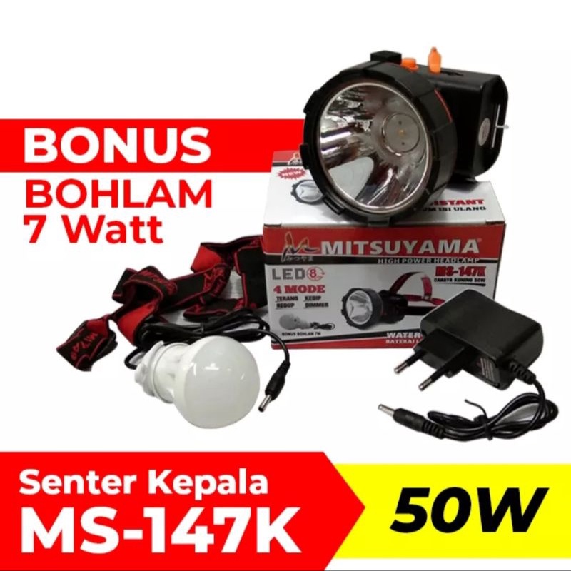 Senter Kepala Cas 50 Watt Mitsuyama MS-147P dan MS-147K