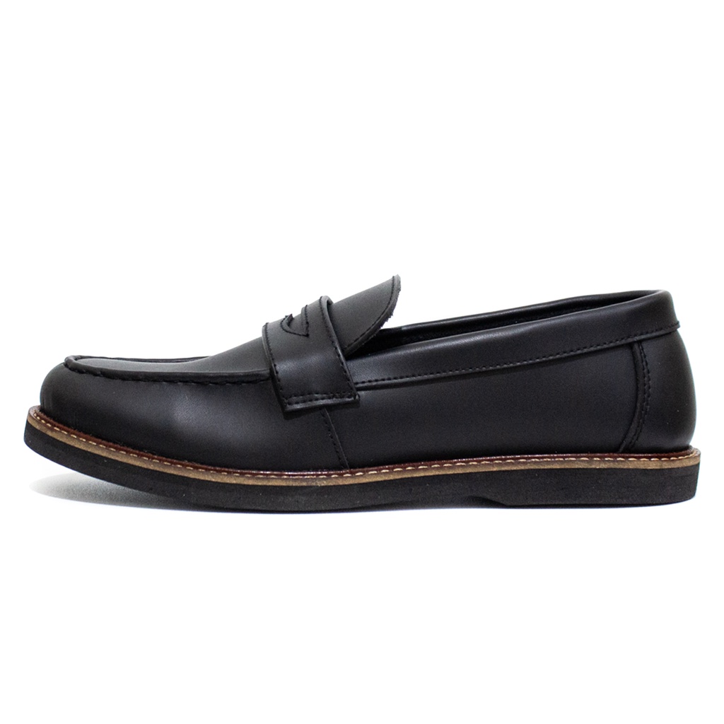 Alpine Black | Sepatu Loafers Hitam Tanpa Tali Pria Casual Kerja Formal Kantor Original Laki | FORIND x Arf