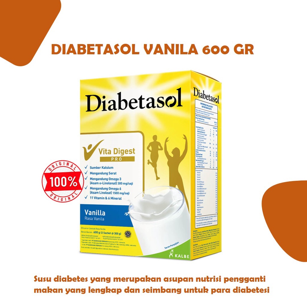 

DIABETASOL VANILA 600 GR Susu Diabetes dan Asupan Nutrisi Pengganti Makan Lengkap