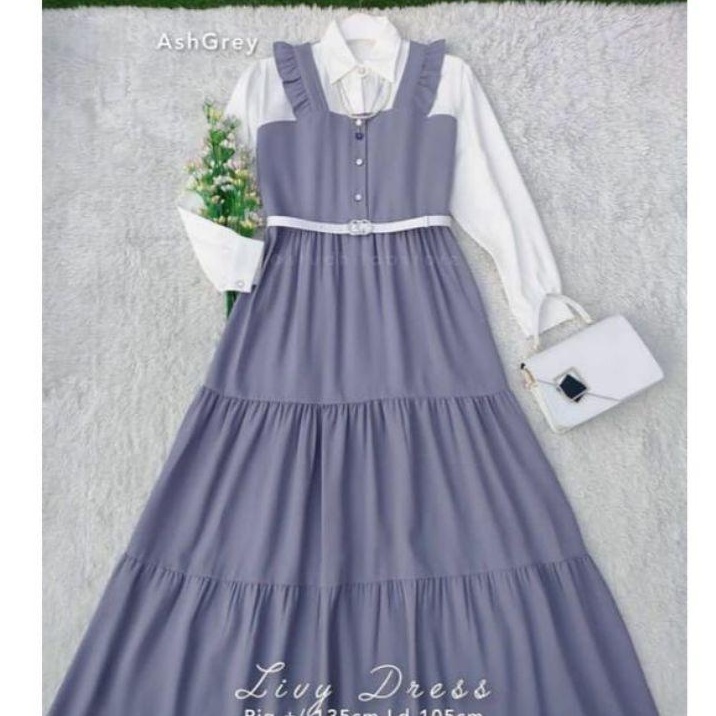 Gamis terbaru 2021 termurah / LIVY DRESS / Gamis remaja dewasa kekinian korean style-6