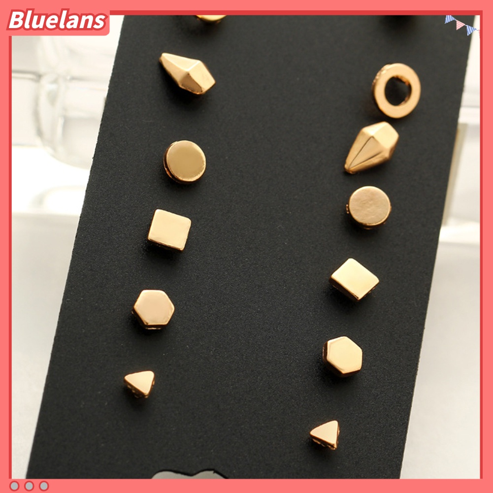Bluelans 9 Pairs Women Fashion Punk Square Triangle Round Geometric Stud Earrings Set