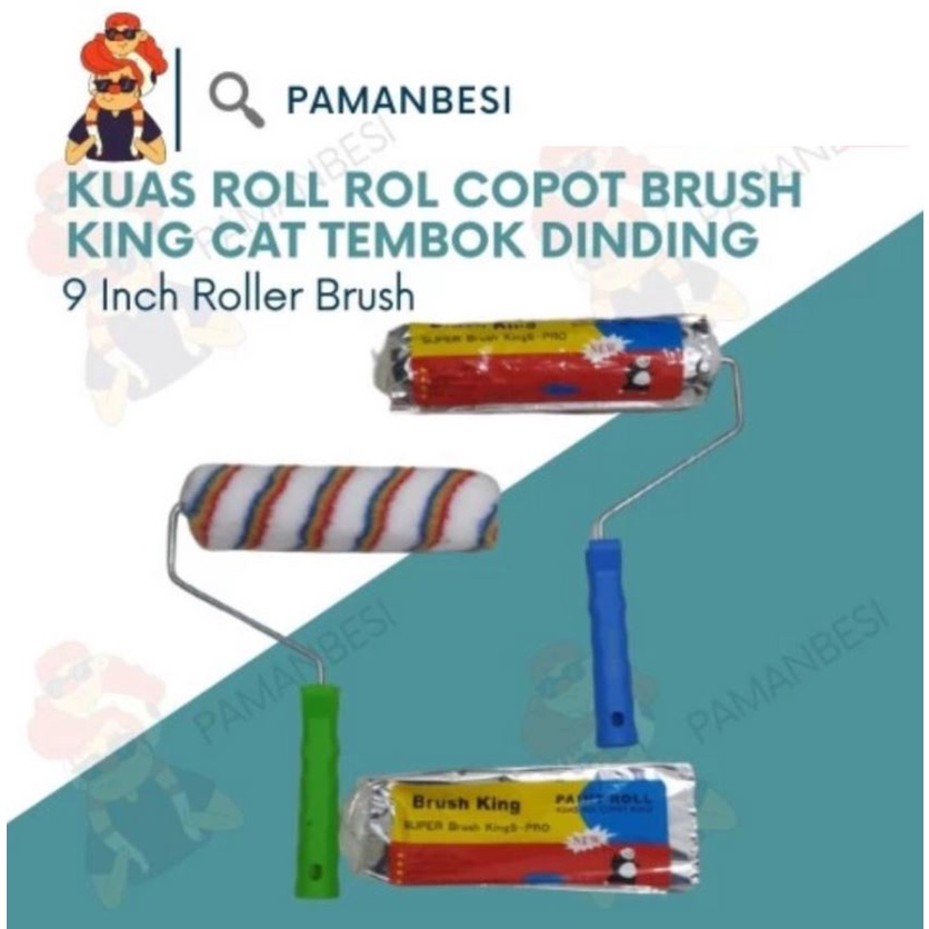 Kuas Roll Rol Copot Brush King Cat Tembok Dinding 9 Inch Roller Brush