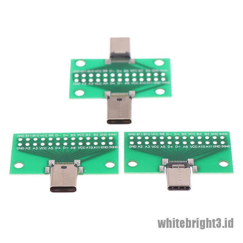 &lt; White3 &gt; Adapter Konektor PCB Board 24 + 2P USB 3.1 Tipe-C Male Female 2.54mm
