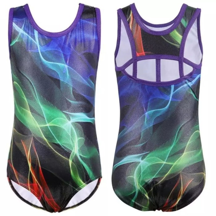 New    Baju Senam Gymnastic Rhythmic Leotard Tank One Piece Anak Smog Pattern