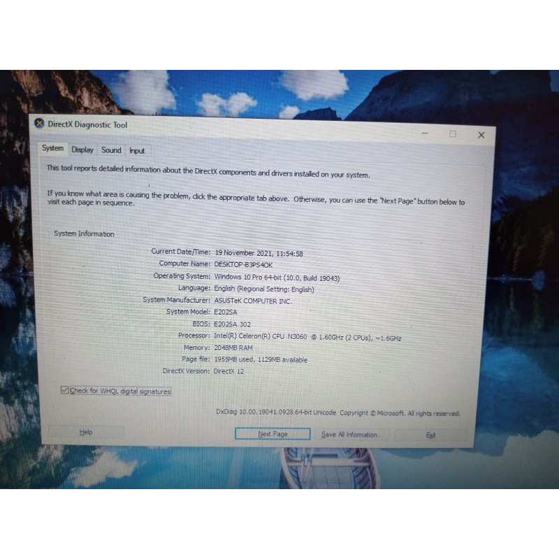 Netbook Asus E202S | INTEL N3060 | RAM 2 GB | HDD 500 GB-1
