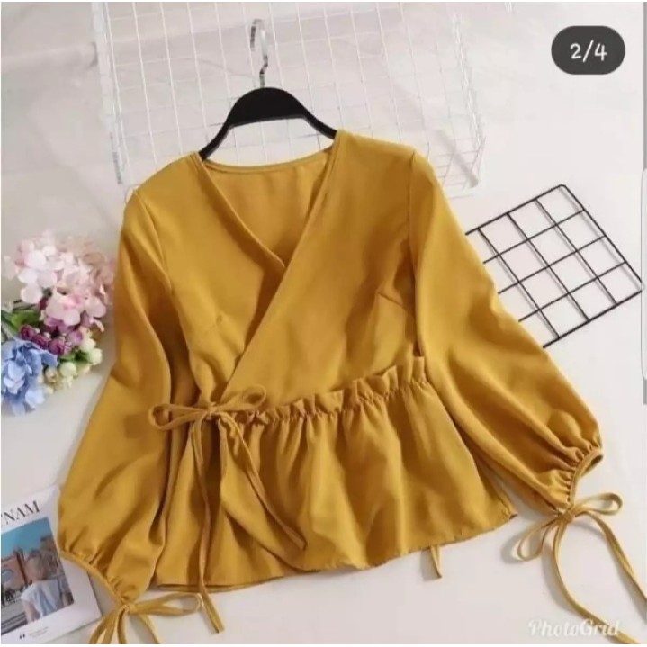 MELISA BLOUSE/atasan termurah/atasan terbaru/korean/blouse lucu/atasan gemes/terlaris/moscrepe