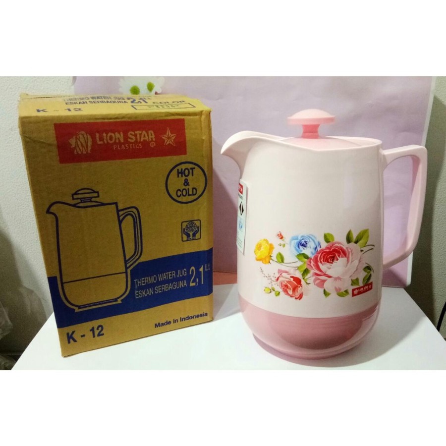 Teko Eskan 2,1 Liter Lion Star K12 Kettle Termos Air Panas Dingin K 12 Thermo Water Jug Serbaguna