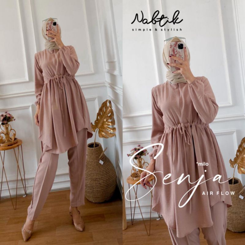 Senja Setelan NABTIK polos bahan airflow termurah setelan Jumbo NABTIK