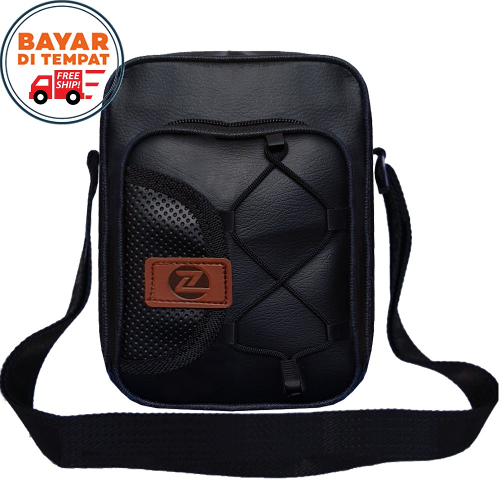 SHOPEE 7.7 BOMBASTIS SALE!! Tas Pria K3030 Selempang Pria Tas Kulit Imitasi Crosbody Bag Gadget 6 Inchi - Black